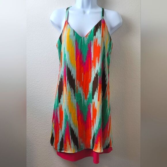 JUDITH MARCH Multi Colored Chevron Striped Mini Dress - Picture 1 of 8